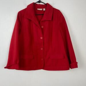 Chico's Red Short Peacoat Single-Breasted Button Down Overcoat Size 3 (XL / 16)‎